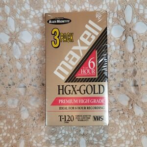Maxell VHS T-120 3 Pack Gold NEW HGX-Gold Premium High Grade 6 Hour Recording